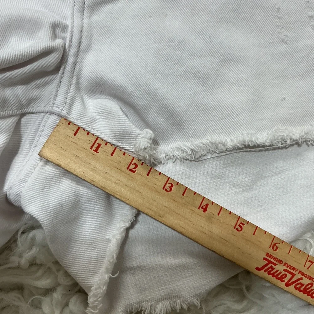 One Teaspoon High Waist Bonita Shorts White Distressed Raw Hem 27
